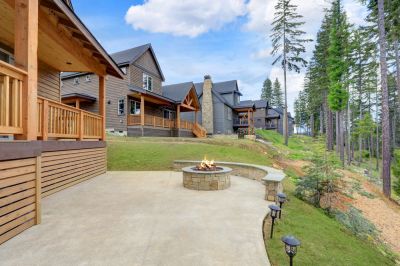 Concrete Patio with a Fire Pit